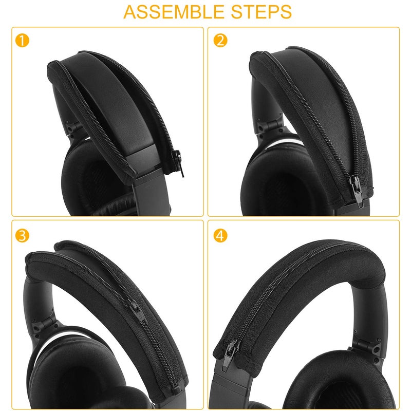 Jarmor QC25 QC35 Headband Cover, Replacement Head Band Protector with Zipper [ Easy Installation ] for Bose QuietComfort 25, QuietComfort 35 Headphones (Black) - Image 3